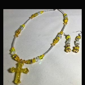 Yellow and gold Cross necklace